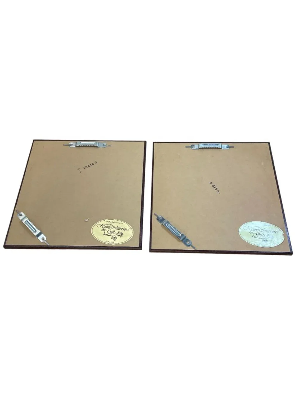 Set Vintage Home Interiors Wood Framed Mirrors with Gold Trim Square 7.5 x 7.5